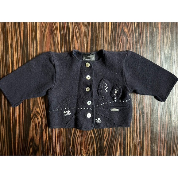 Vintage Giesswein Boiled Wool Jacket Girl and Boy Navy - Picture 1 of 12